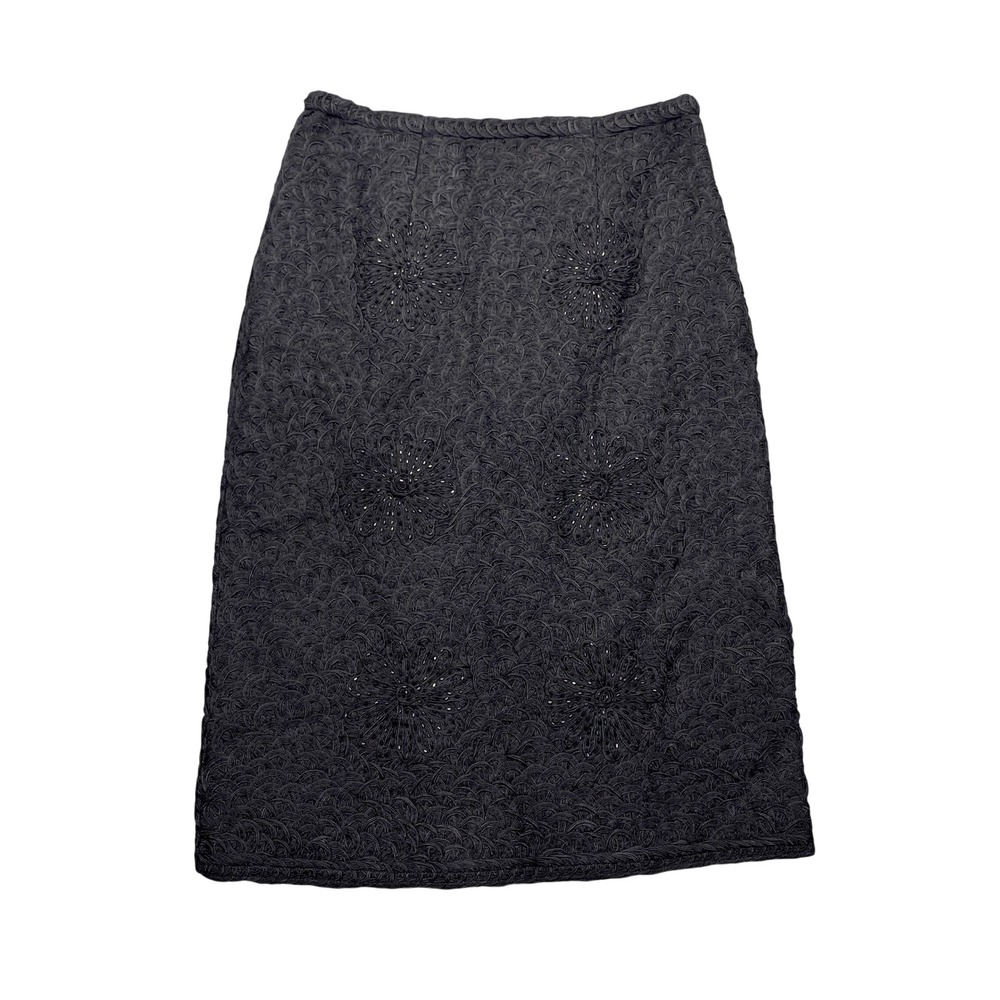 Alberto Makali Black Soutache Beaded Floral Pencil Skirt Small NWT Nordstrom